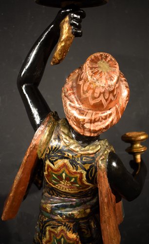 "Moretto vénitien" Sculpture en bois laqué polychrome